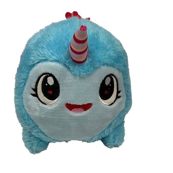 Fiesta Plush Stuffed Animal Toy Narwhal Whale Horn Blue Red Hearts 10" - Picture 1 of 5